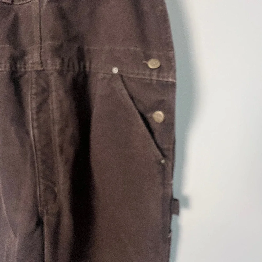 Carhartt R27 DKB Duck Bib Overalls Mens 42x32 Brown Double Knee Workwear Cargo